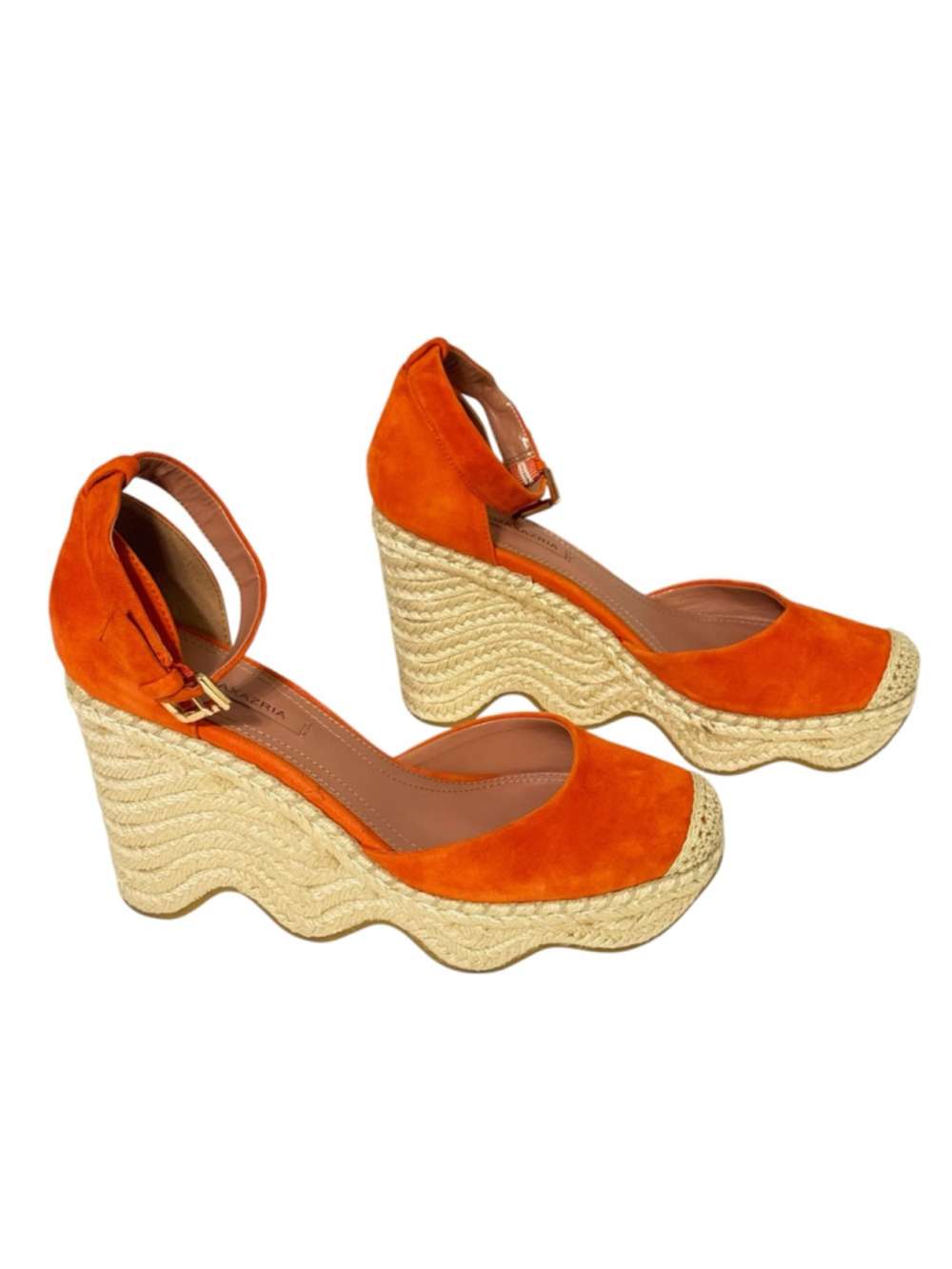 Size 9.5/10 BCBGMAXAZRIA Orange Suede Goat Leather Platform Espadrille Sandals